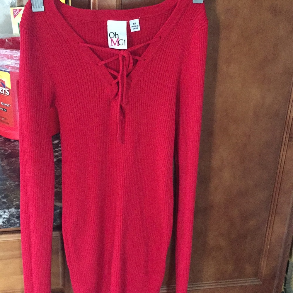 Red stretchy sweater XS Jc Penney